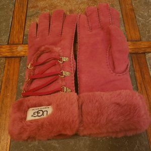 NEW w/o TAGS, UGG, Lace-Up Gloves w/ Fur Trim